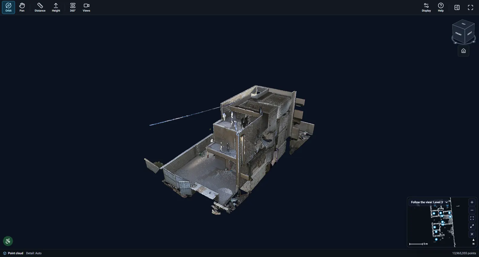 A scanned building in the client view of the online viewer